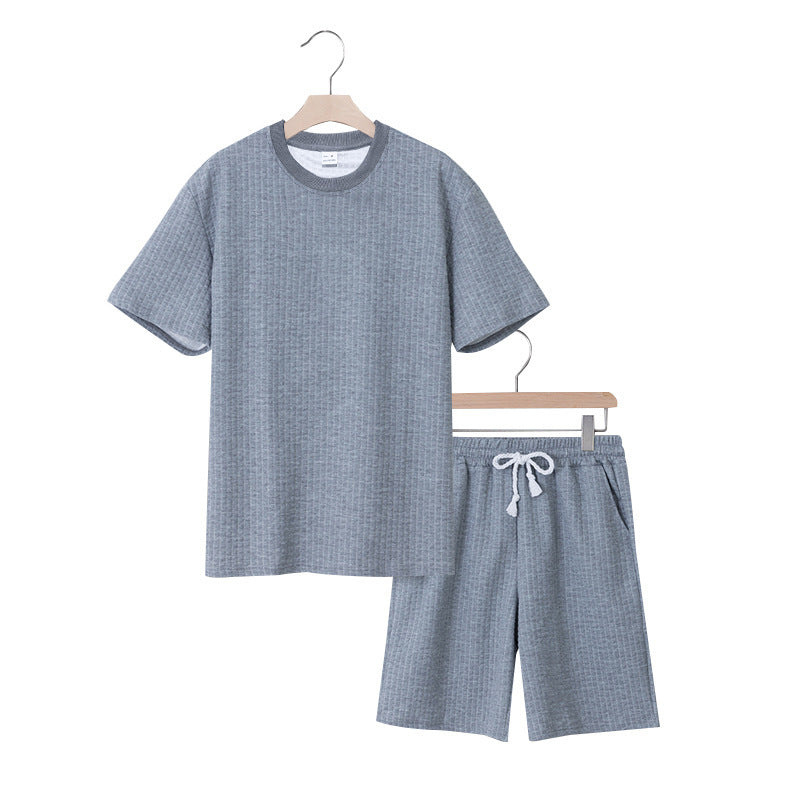 Ensemble décontracté à manches courtes pour femmes avec haut texturé et shorts Chic und Stil