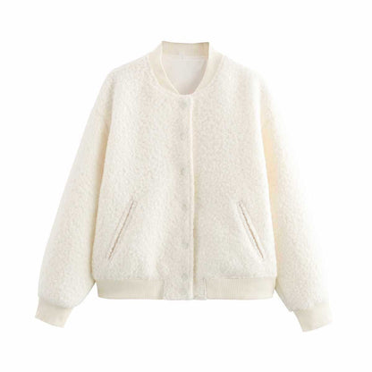 Damen trendige Bomberjacke aus kuscheligem Material Chic und Stil