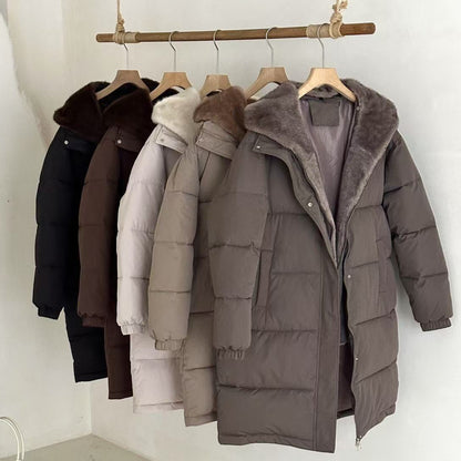 Dames élégant parka d'hiver rembourré avec col en fausse fourrure et poches pratiques Chic und Stil