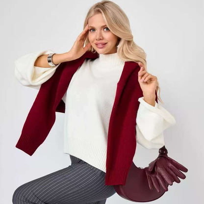 Dames Pull oversized élégant avec coupe ample et col montant Chic und Stil