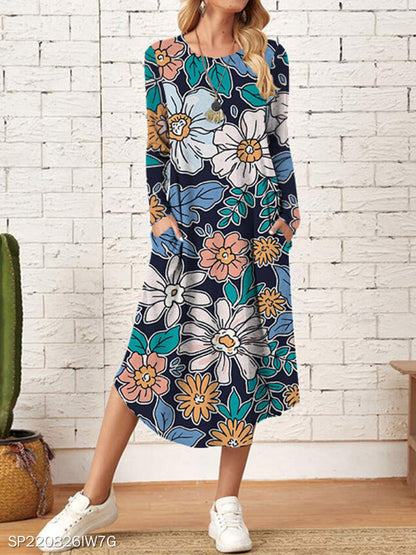 Robe maxi femme avec motif floral et poches latérales pratiques Chic und Stil
