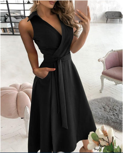 Robe portefeuille pour femmes avec décolleté en V élégant et ceinture à la taille Chic und Stil