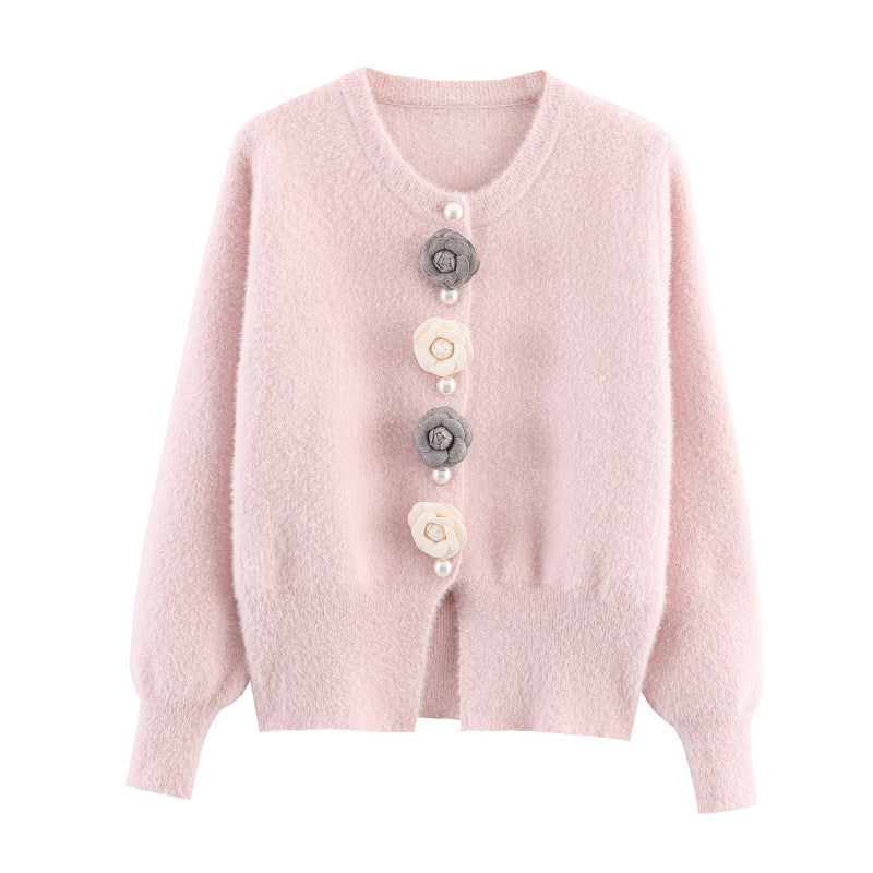 Dames cardigan stylé avec des applications florales uniques Chic und Stil