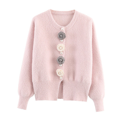 Dames cardigan stylé avec des applications florales uniques Chic und Stil