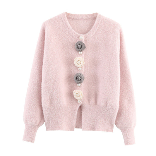 Dames cardigan stylé avec des applications florales uniques Chic und Stil