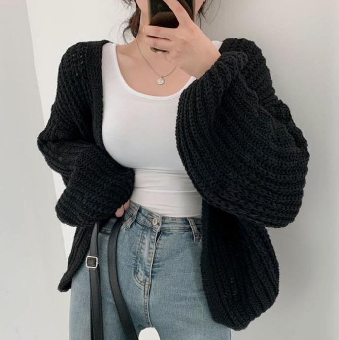 Cardigan oversize en tricot épais pour femmes avec décolleté en V profond Chic und Stil