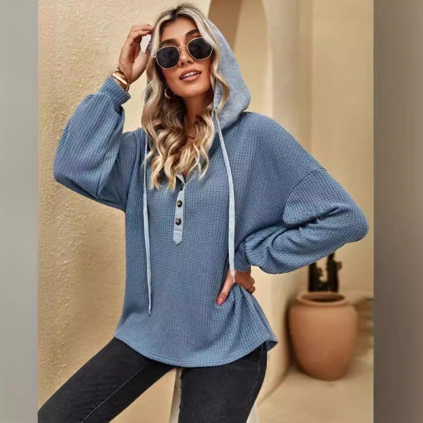 Dames Pull Overized avec Patte de Boutons Chic und Stil