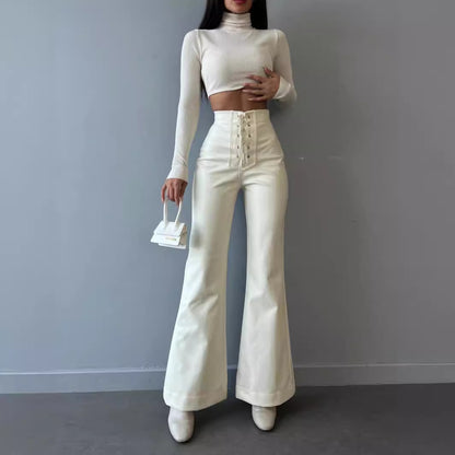 High-waisted pants for women with laces Chic and Style