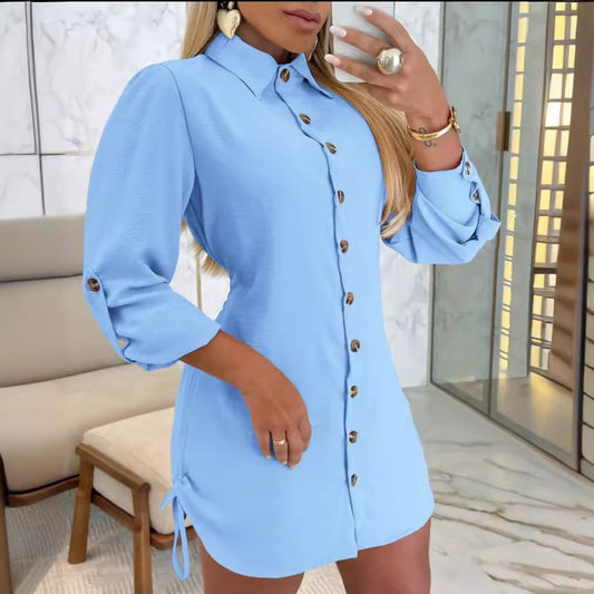 Robe chemise à manches longues avec fronces Chic und Stil
