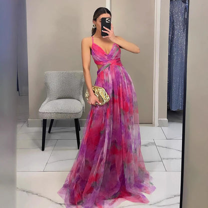 Femme Élégante Robe Maxi avec des détails découpés raffinés et un design fluide Chic und Stil