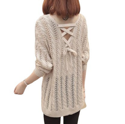 Pull en tricot pour femmes avec un élégant décolleté en V et un motif ajouré décontracté Chic und Stil