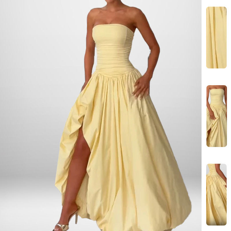 Robe maxi bandeau de haute qualité pour femmes avec fente élégante et jupe volumineuse Chic & Stil