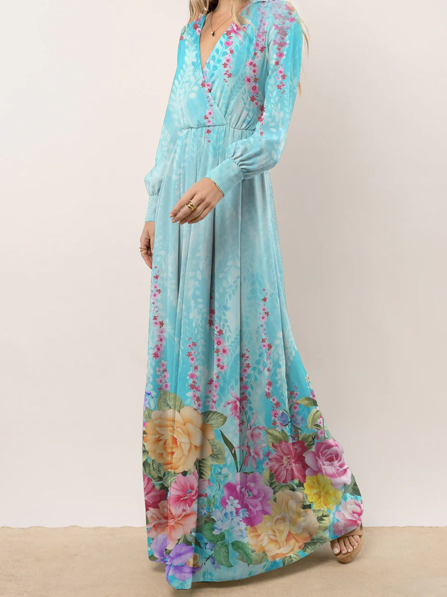 Robe maxi femme avec motif floral et coupe élégante Chic und Stil