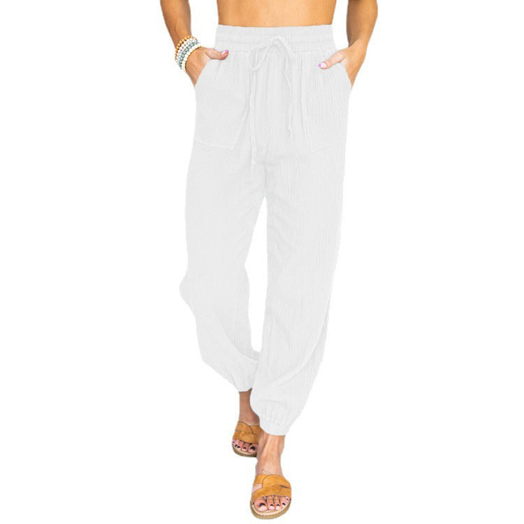 Casual women's pants with elastic waistband and practical pockets Chic and Style