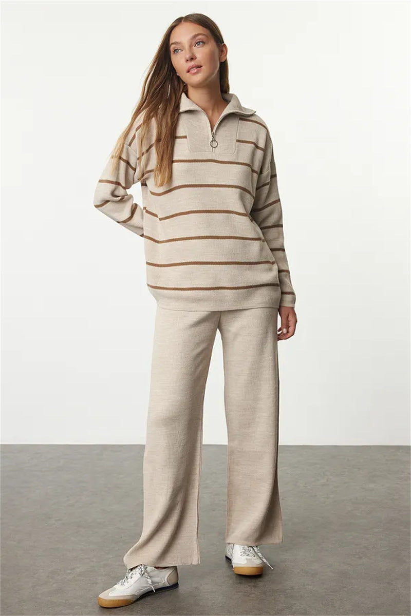 Pull en tricot décontracté pour femmes avec demi-zipp et coupe large Chic und Stil
