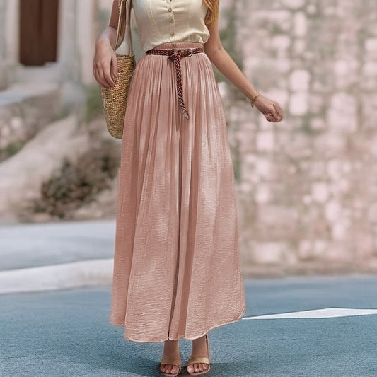Robe Maxi longue pour femmes avec ceinture élastique et tissu fluide Chic und Stil