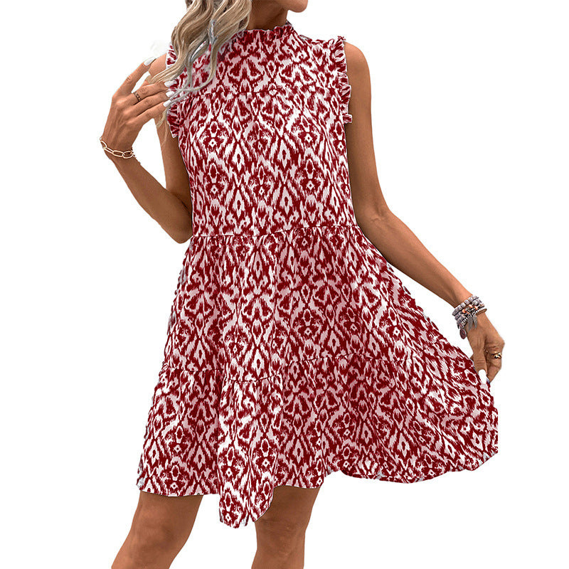 Robe d'été à volants pour femmes à manches hautes et basses Chic und Stil
