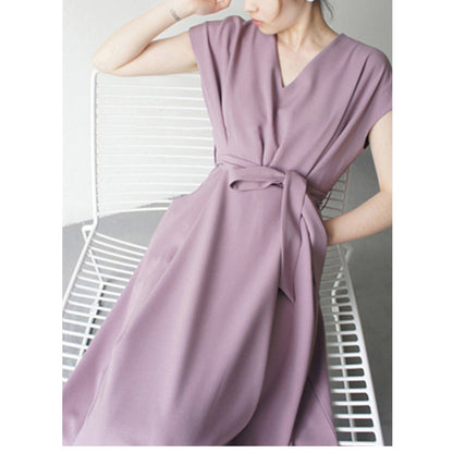 Robe midi wrap à décolleté en V pour femmes avec poches Chic und Stil