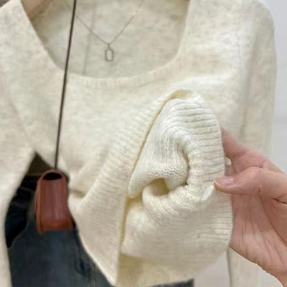 Pull décontracté pour femmes avec encolure carrée et texture fine Chic und Stil