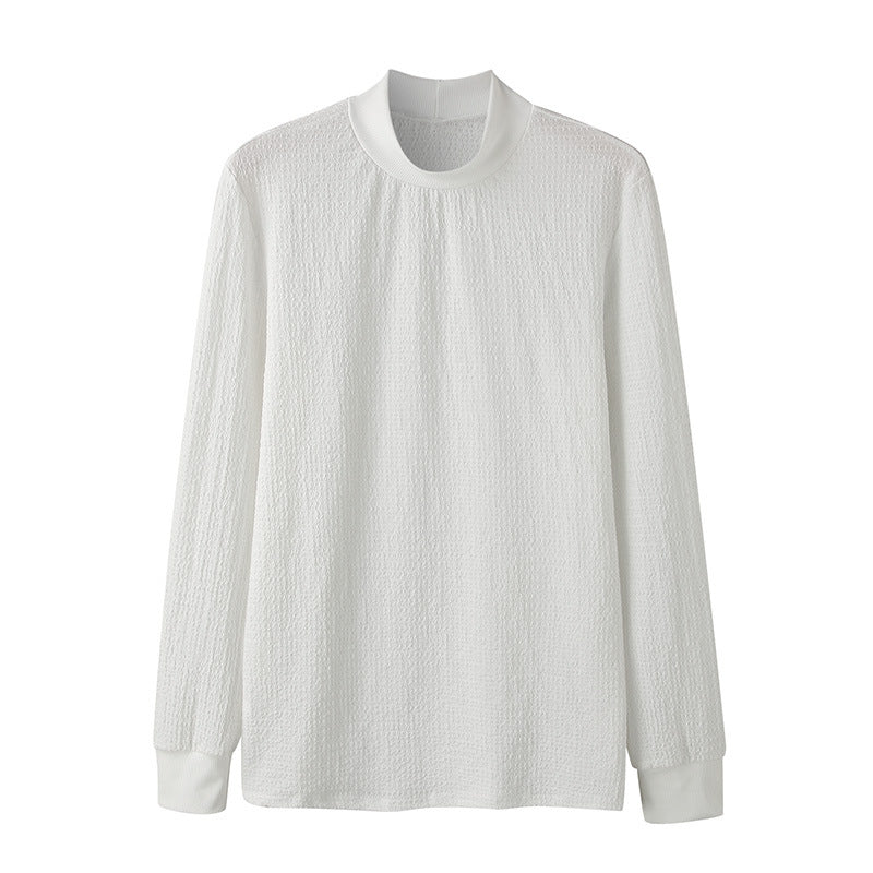 Dames Chemisier élégant à manches longues en tissu texturé et col montant Chic und Stil