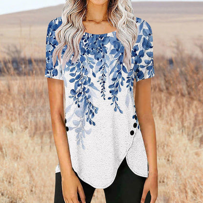 Women's blouse with floral design and asymmetrical hem Chic und Stil