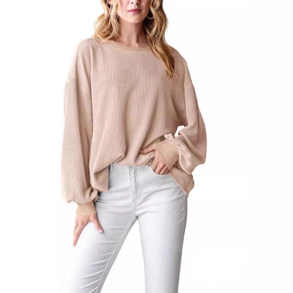 Pull en rib avec des manches amples pour femmes Chic und Stil