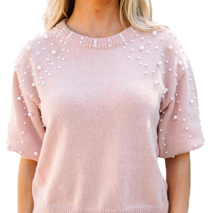 Dames Pull en tricot élégant avec appliques en perles Chic und Stil