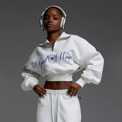 Fashion zip sweatshirt for women with loose jogger pants Chic and Style