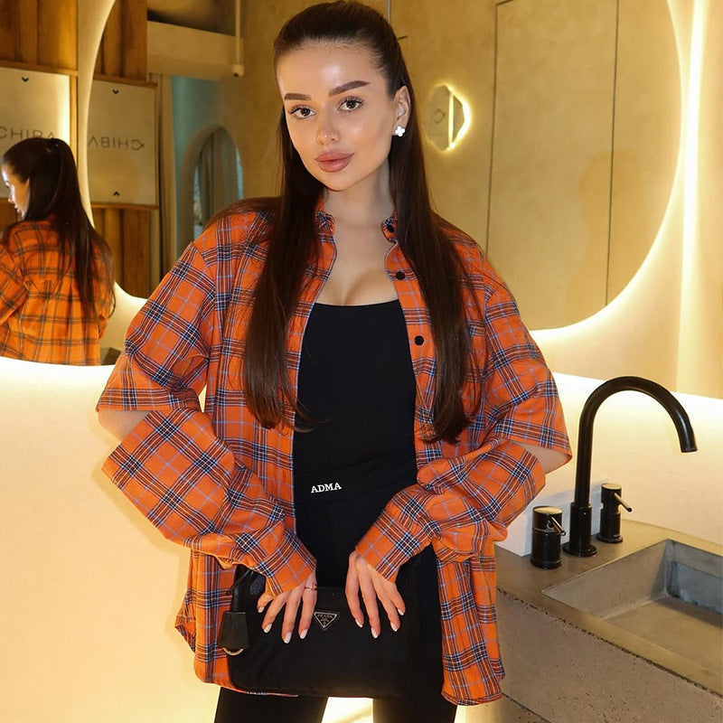 Chemise à carreaux décontractée pour femmes à coupe oversize Chic und Stil
