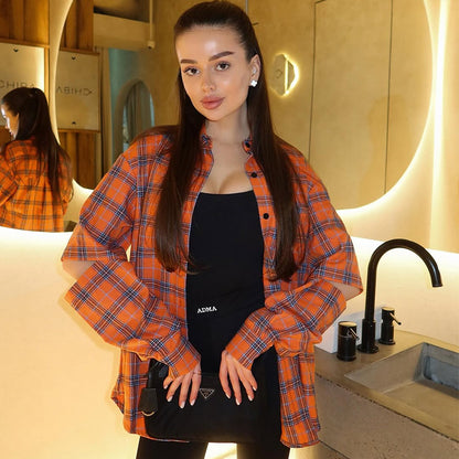 Chemise à carreaux décontractée pour femmes à coupe oversize Chic und Stil