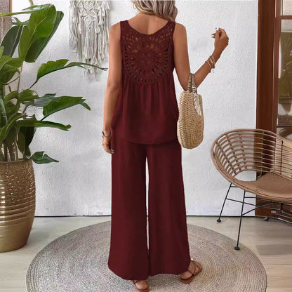 Ladies Relaxed Fit Wide Leg Pants Chic Combination Style