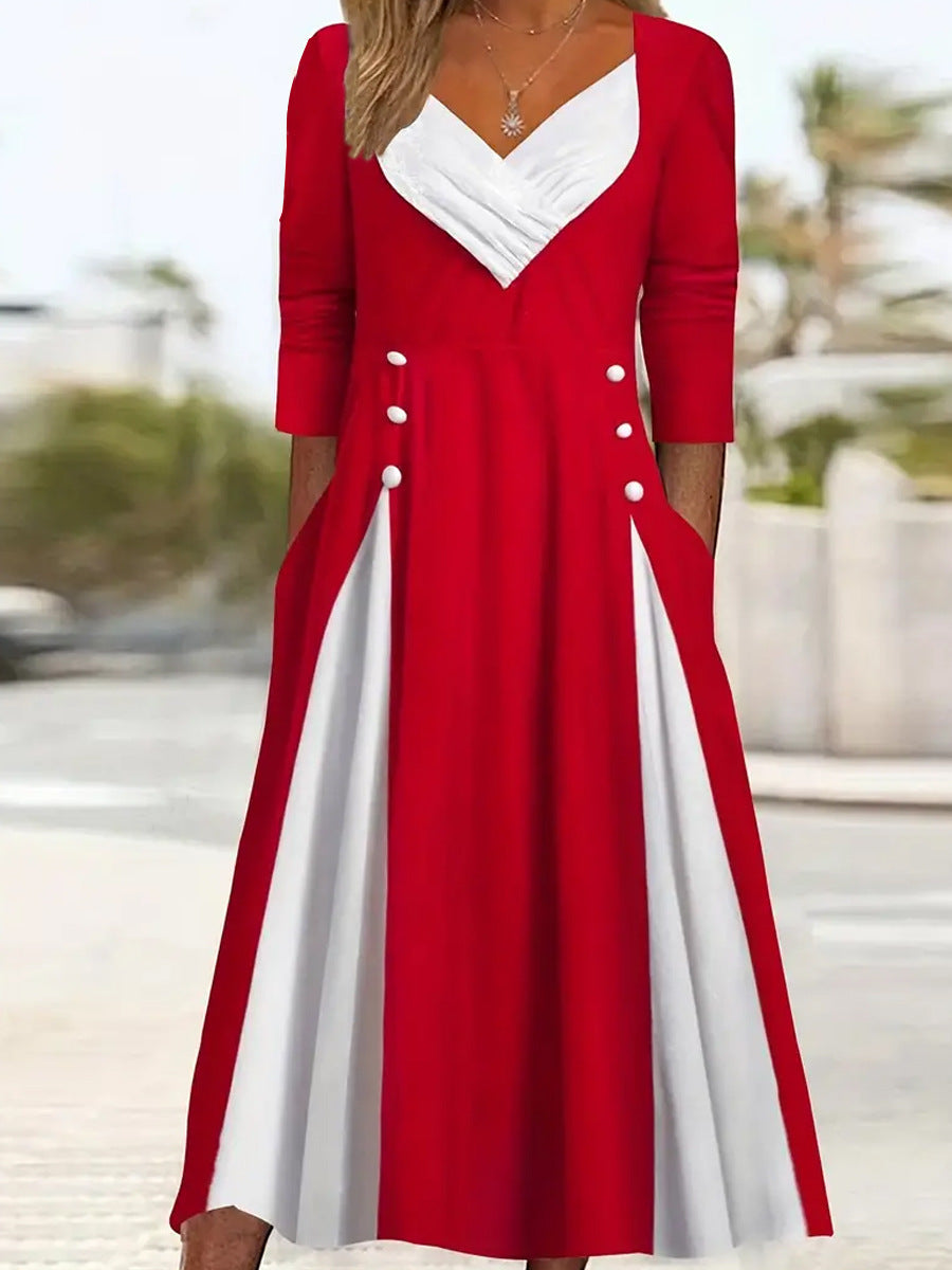 Dames Élégant Midi Robe avec ourlet asymétrique et détails de boutons stylés Chic und Stil