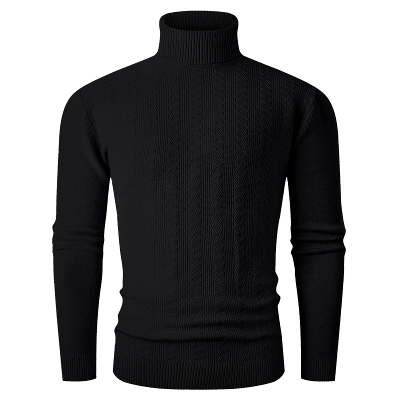 Pullover à col roulé pour hommes avec motif texturé et col montant Chic und Stil