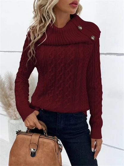Dames pull en tricot avec col surdimensionné Chic und Stil