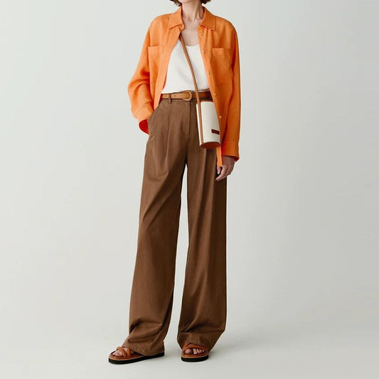 Chemise en lin légère à boutons pour femmes Chic und Stil