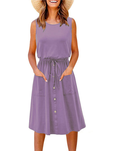 Robe décontractée élégante pour femmes avec détail de bouton et poches pratiques Chic und Stil