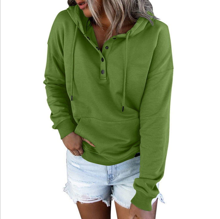 Dames hoodie avec patte de boutonnage intégrée Chic und Stil