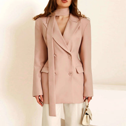 Dames blazer élégant cintré avec écharpe Chic und Stil