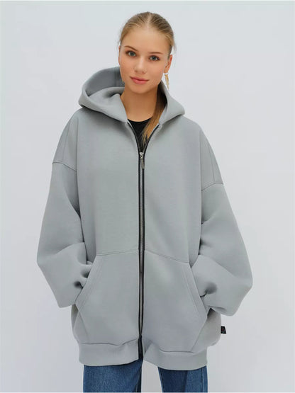 Dame Veste à Capuche Oversize avec Fermeture Éclair Intégrale et Coupe Extrêmement Confortable Chic und Stil