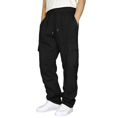 Chic and Style Men's Cargo Training Pants with Elastic Waistband and Side Pockets