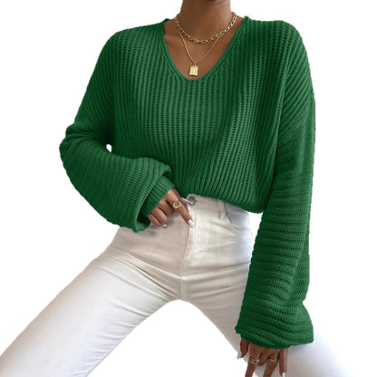 Pull en gros tricot pour femmes avec décolleté en V profond et manches décontractées Chic und Still