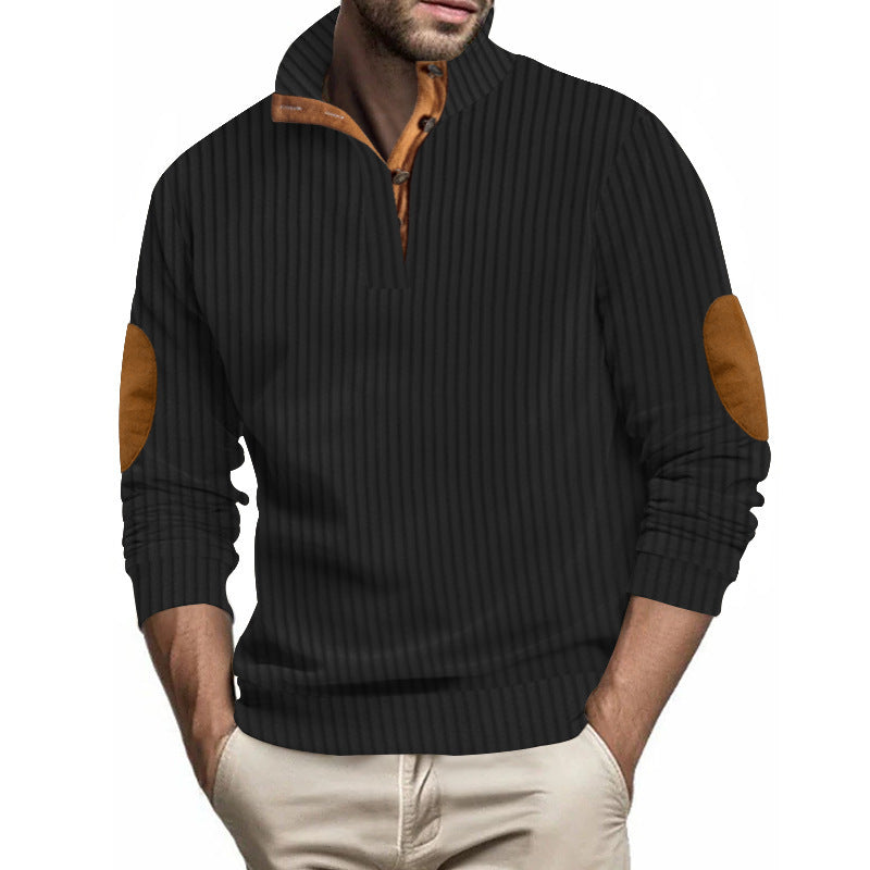 Quilted pullover for men with textured design and contrasting patches Chic and Style