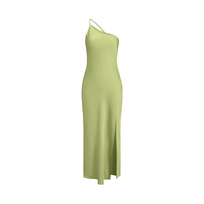 Robe maxi pour dames avec décolleté asymétrique et fente haute Chic und Stil