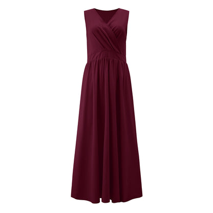 Dames Robe Maxi Élégante avec Design de Drapé Raffiné et Tissu Fluide Chic und Stil