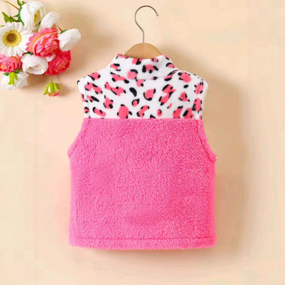 Dames gilet en polaire avec imprimé léopard tendance et design color block Chic und Stil