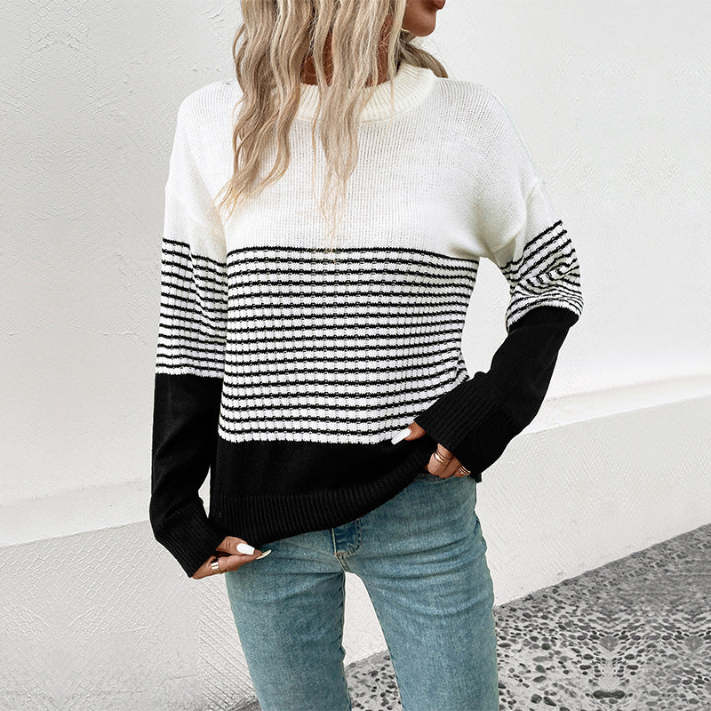Pull en tricot pour femmes avec des rayures modernes Chic und Stil