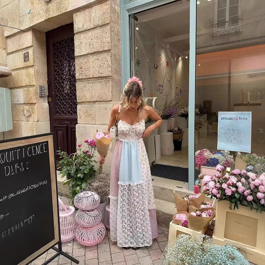 Robe maxi femme avec un look patchwork floral et à carreaux Chic und Stil