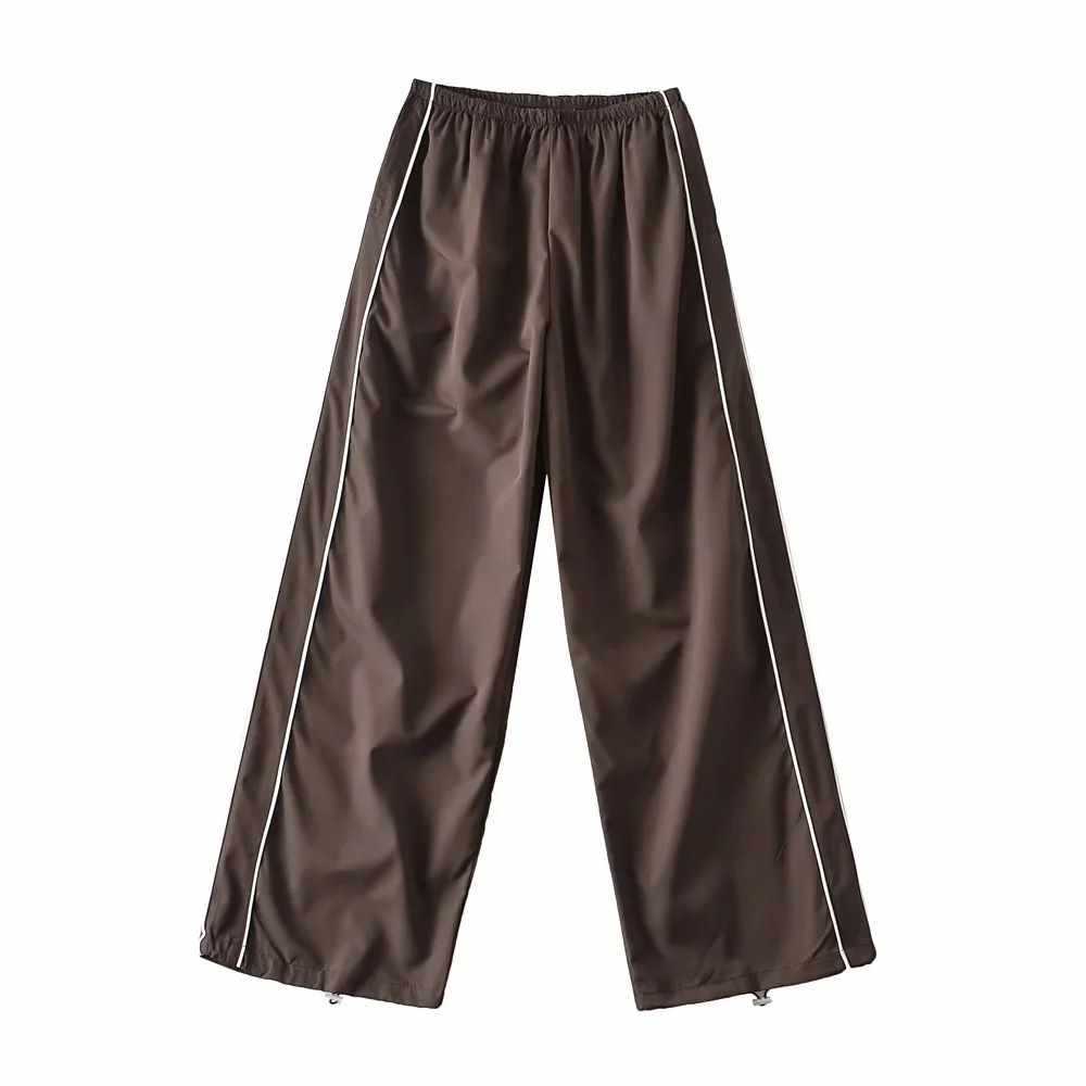 Damen weite Sporthose mit elastischem Bund und seitlichen Kontraststreifen Chic und Stil