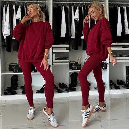 Dames élégant et confortable haut avec pantalon long décontracté Chic und Stil