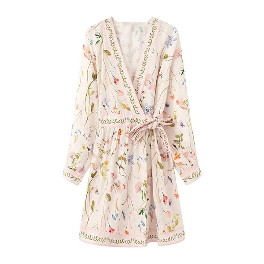 Robe kimono pour femmes avec motif floral et ceinture à la taille Chic und Stil